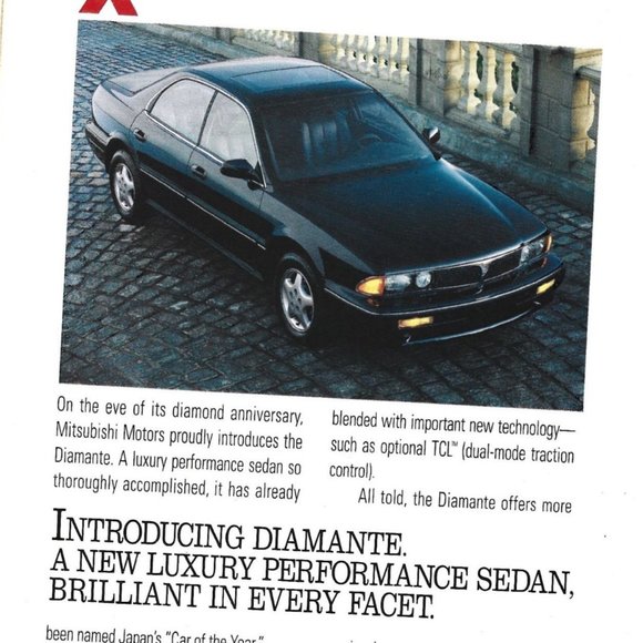 Mitsubishi Diamante Performance Sedan Luxury Japan Car 1990s  Vintage Print Ad - Picture 2 of 2